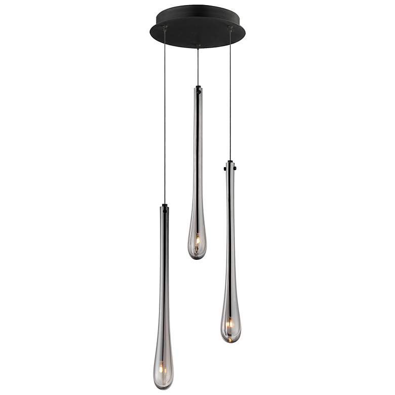 Image 2 ET2 Stillo 10" Wide Black 3-Light LED Teardrop Mini Pendant
