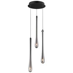 ET2 Stillo 10" Wide Black 3-Light LED Teardrop Mini Pendant