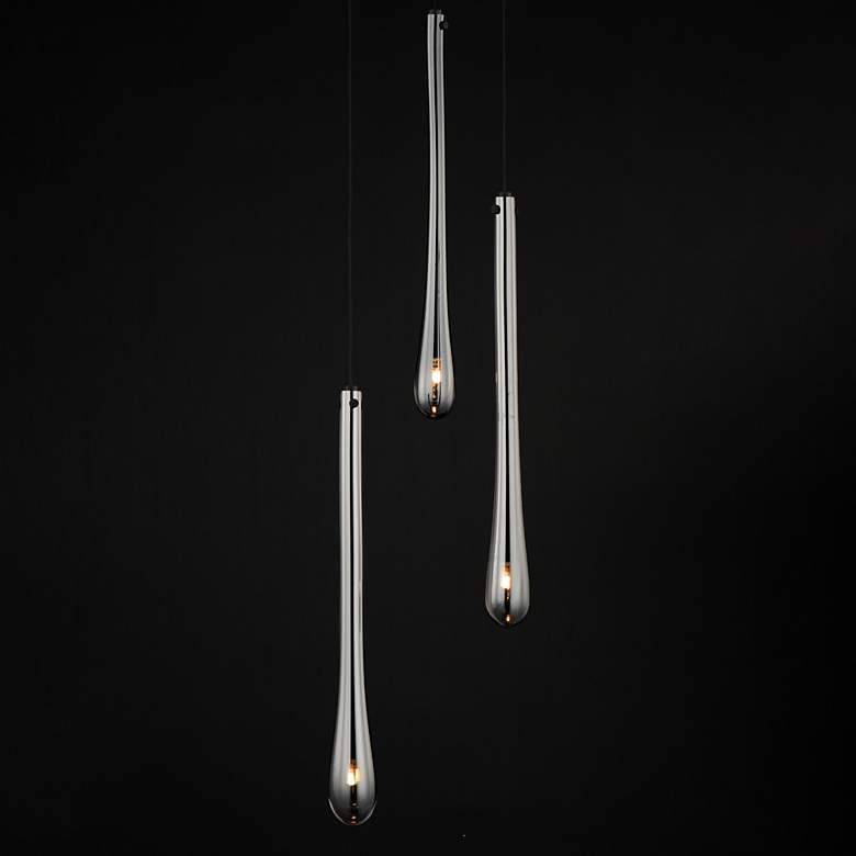 Image 1 ET2 Stillo 10" Wide Black 3-Light LED Teardrop Mini Pendant