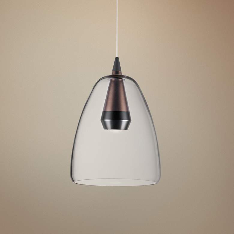 Image 1 ET2 Sven 8" Wide Black Coffee Clear Glass Modern LED Mini Pendant