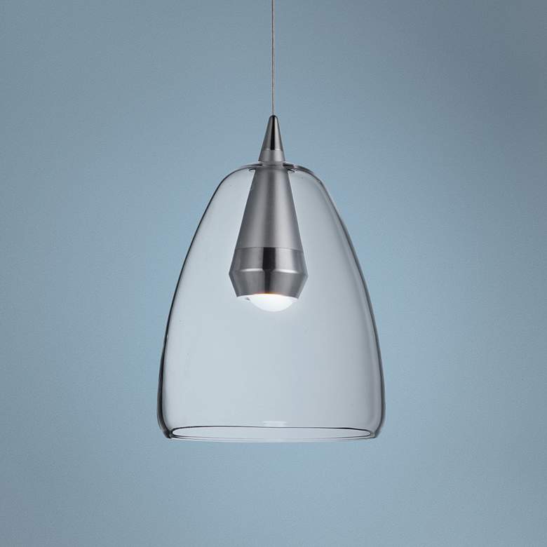 Image 1 ET2 Sven 8" Wide Polished Chrome and Silver LED Mini Pendant