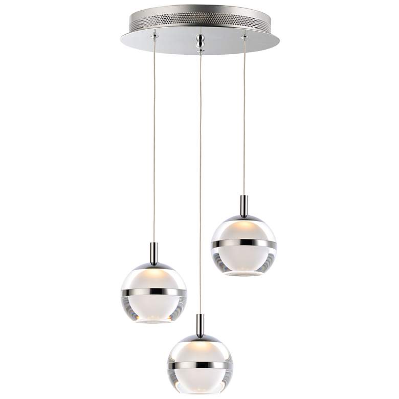 Image 1 ET2 Swank 11 3/4"W Polished Chrome 3-Light LED Mini Pendant