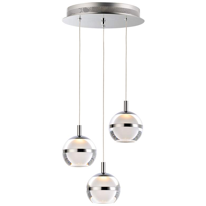 Image 1 ET2 Swank 11 3/4 inchW Polished Chrome 3-Light LED Mini Pendant