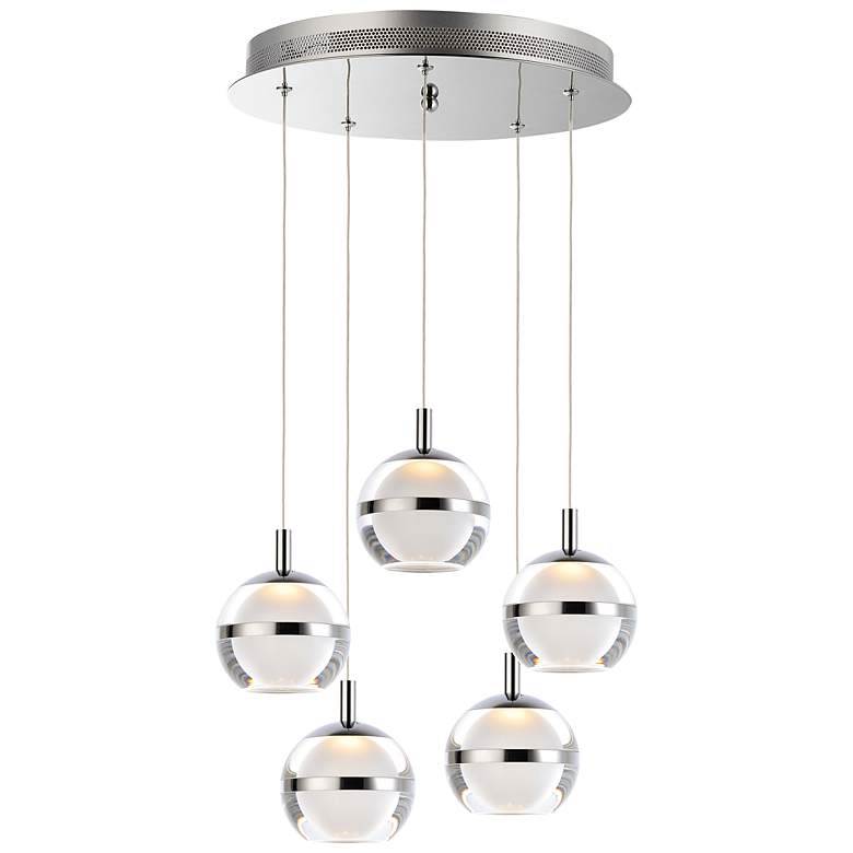 Image 2 ET2 Swank 15" Wide Polished Chrome LED Multi Light Pendant