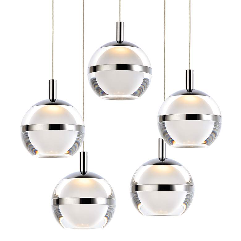 Image 3 ET2 Swank 15" Wide Polished Chrome LED Multi Light Pendant more views