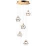 ET2 Swank 16" Wide 5-Light Modern Brass Hanging LED Pendant