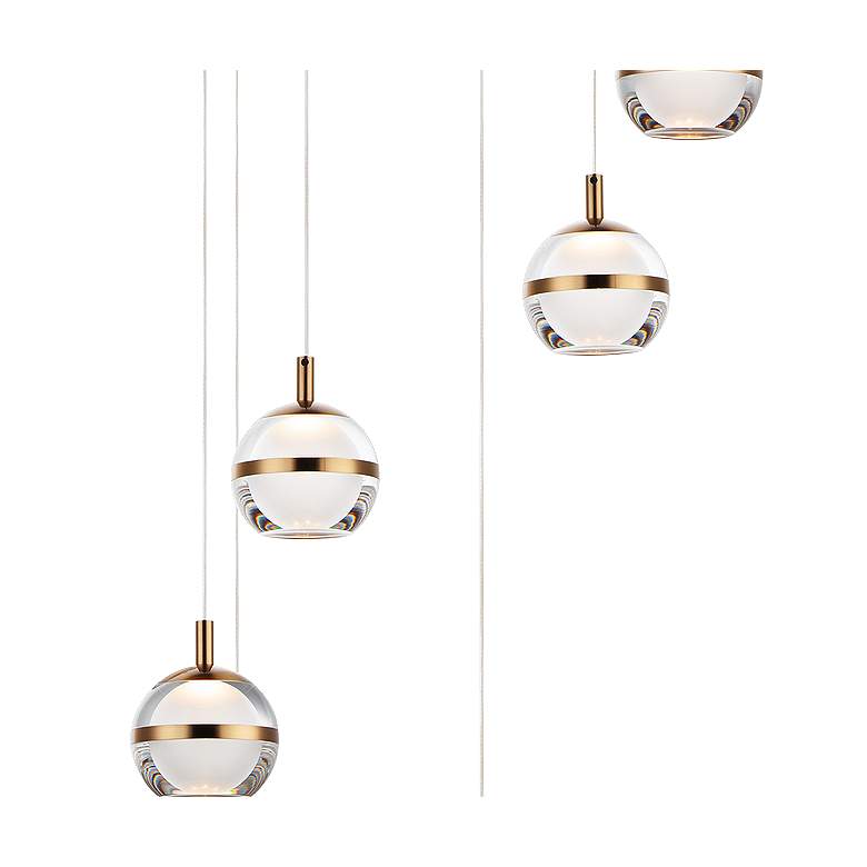 Image 3 ET2 Swank 19" Wide Natural Aged Brass LED Multi Light more views