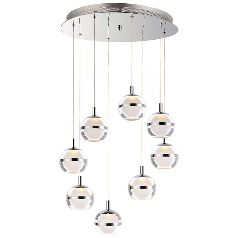 Image 2 ET2 Swank 19" Wide Polished Chrome LED Multi Light Pendant