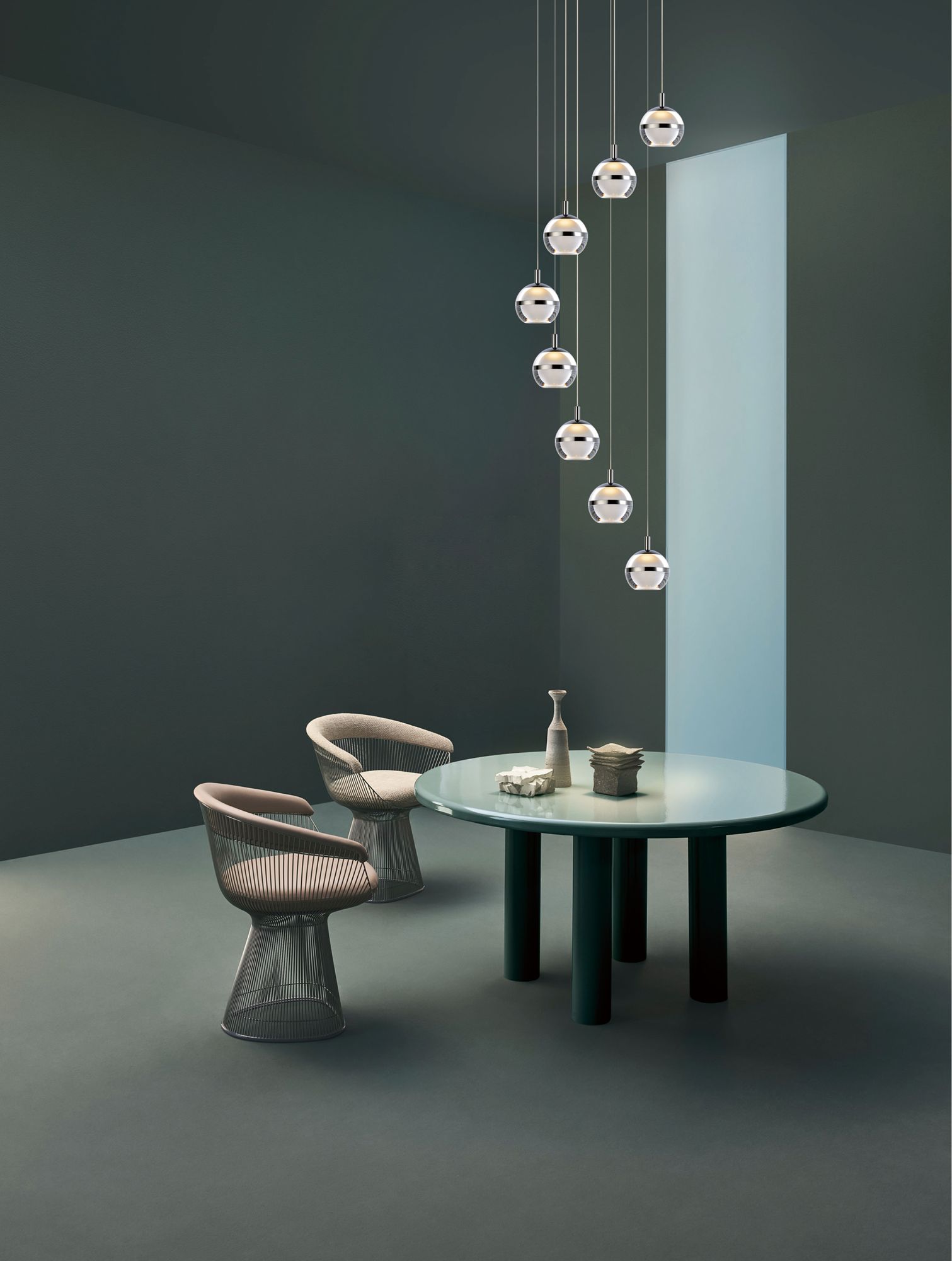 Image 6 ET2 Swank 19" Wide Polished Chrome LED Multi Light Pendant more views