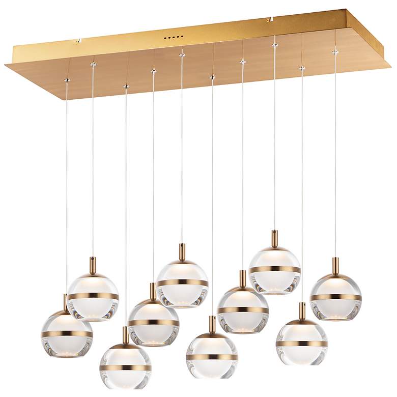 Image 1 ET2 Swank 31 1/4"W Aged Brass 10-Light LED Island Pendant
