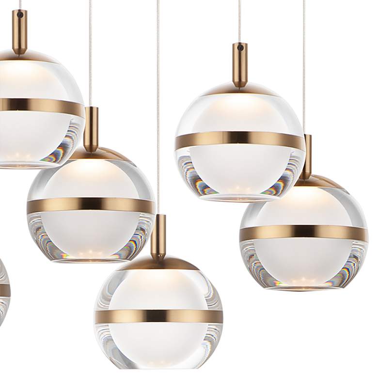 Image 2 ET2 Swank 31 1/4"W Aged Brass 10-Light LED Island Pendant more views
