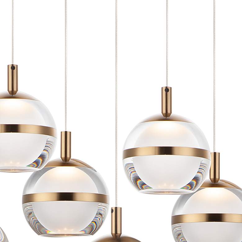 Image 3 ET2 Swank 31 1/4"W Aged Brass 10-Light LED Island Pendant more views