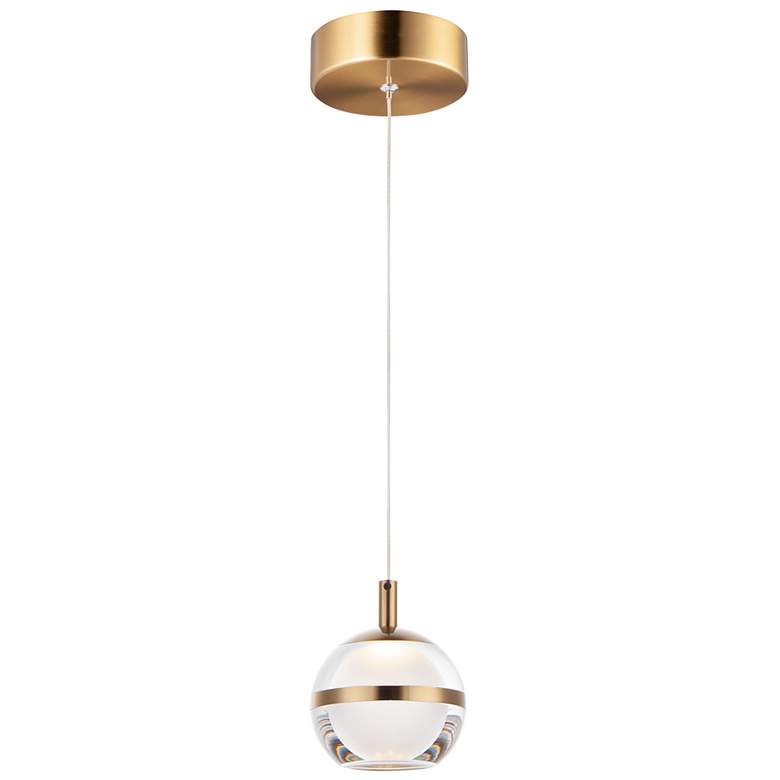 Image 2 ET2 Swank 4 1/2"W Natural Aged Brass LED Mini Pendant Light