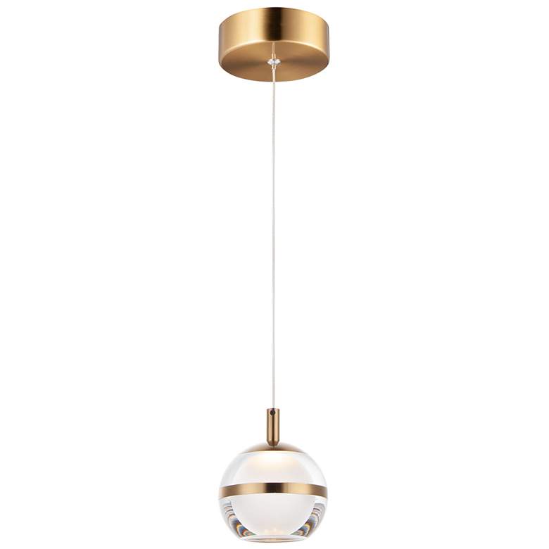 Image 2 ET2 Swank 4 1/2 inchW Natural Aged Brass LED Mini Pendant Light