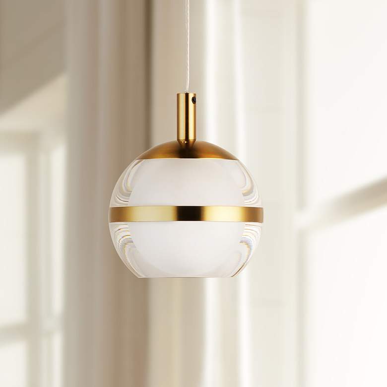 Image 1 ET2 Swank 4 1/2"W Natural Aged Brass LED Mini Pendant Light