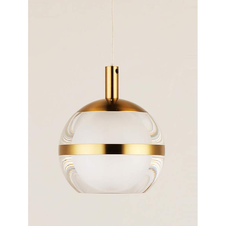 Image 4 ET2 Swank 4 1/2"W Natural Aged Brass LED Mini Pendant Light more views