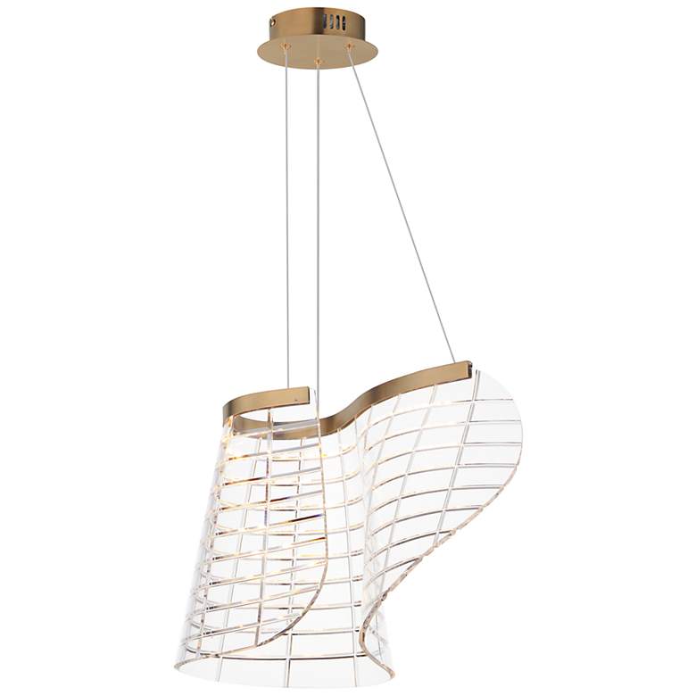 Image 1 ET2 Tartan 10 1/2" High Brushed Champagne 1-Light LED Pendant