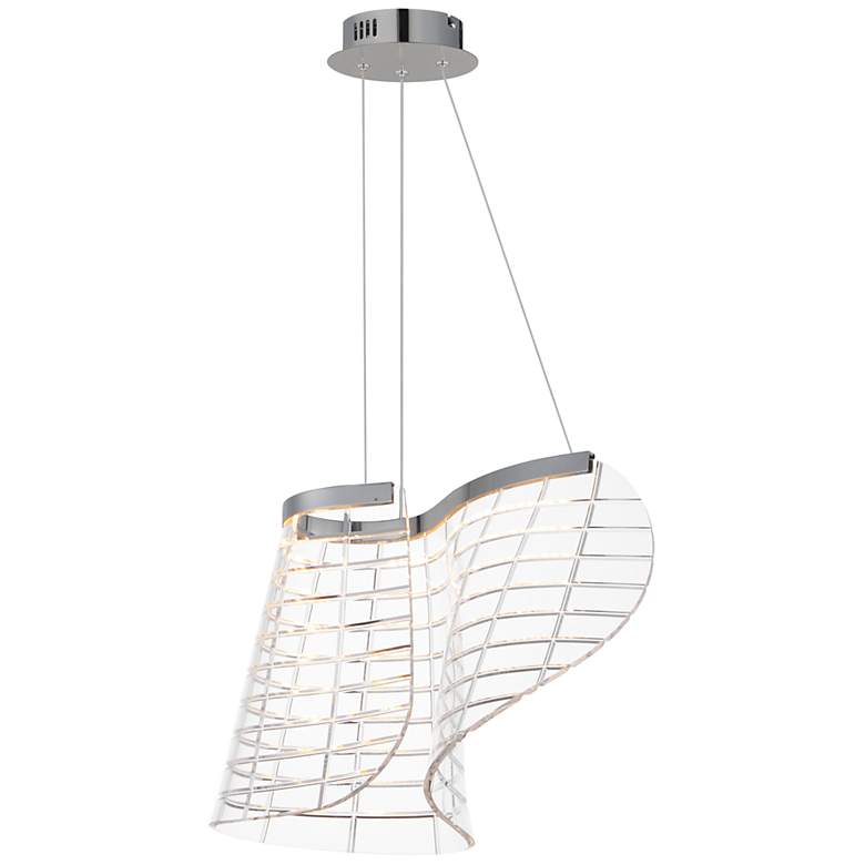 Image 1 ET2 Tartan 10 1/2" High Polished Chrome 1-Light LED Pendant