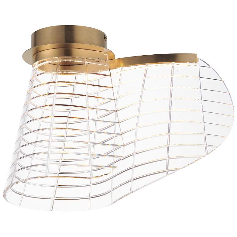 Image 1 ET2 Tartan 12" High Brushed Champagne LED Flush Mount