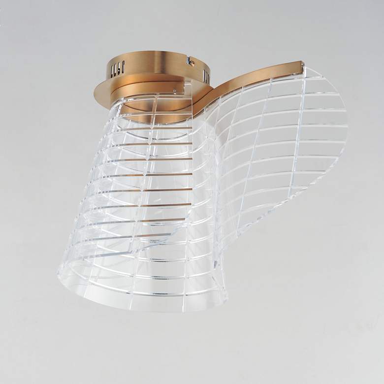 Image 2 ET2 Tartan 12" High Brushed Champagne LED Flush Mount more views