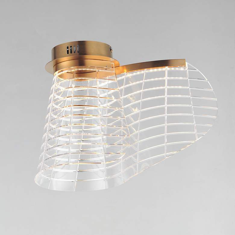 Image 3 ET2 Tartan 12" High Brushed Champagne LED Flush Mount more views
