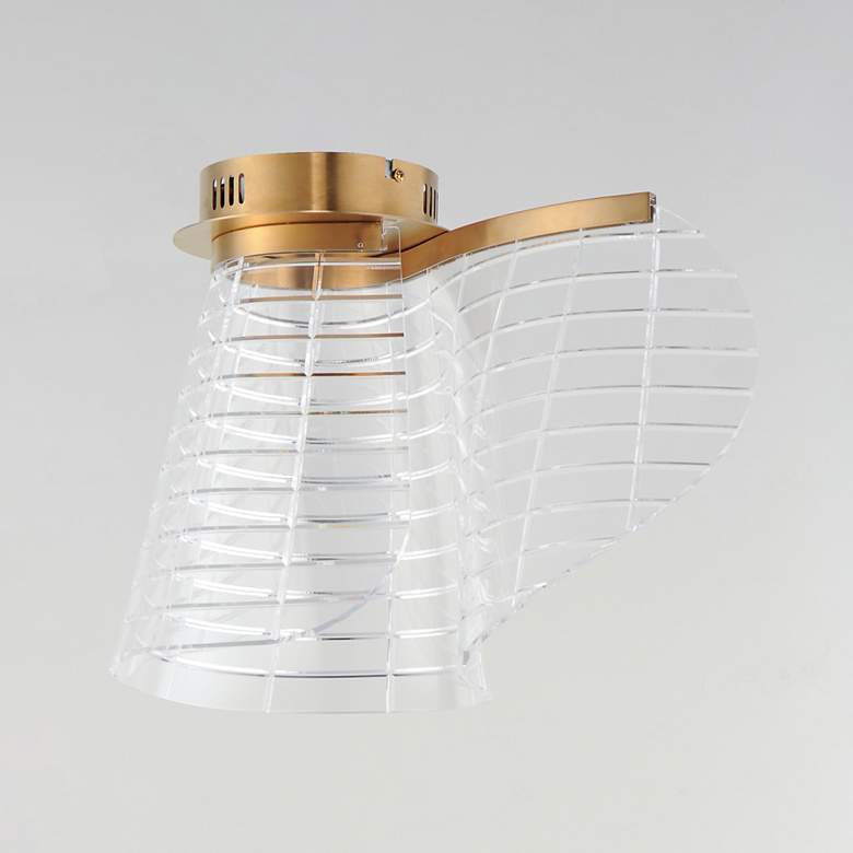 Image 4 ET2 Tartan 12" High Brushed Champagne LED Flush Mount more views