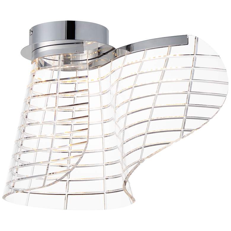 Image 1 ET2 Tartan 12" High Polished Chrome LED Flush Mount