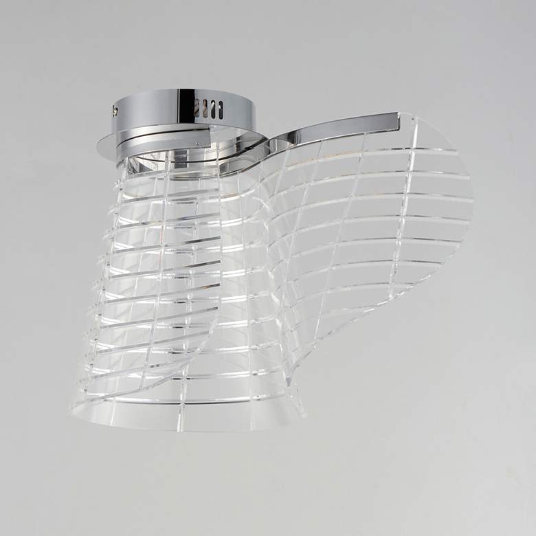 Image 2 ET2 Tartan 12" High Polished Chrome LED Flush Mount more views