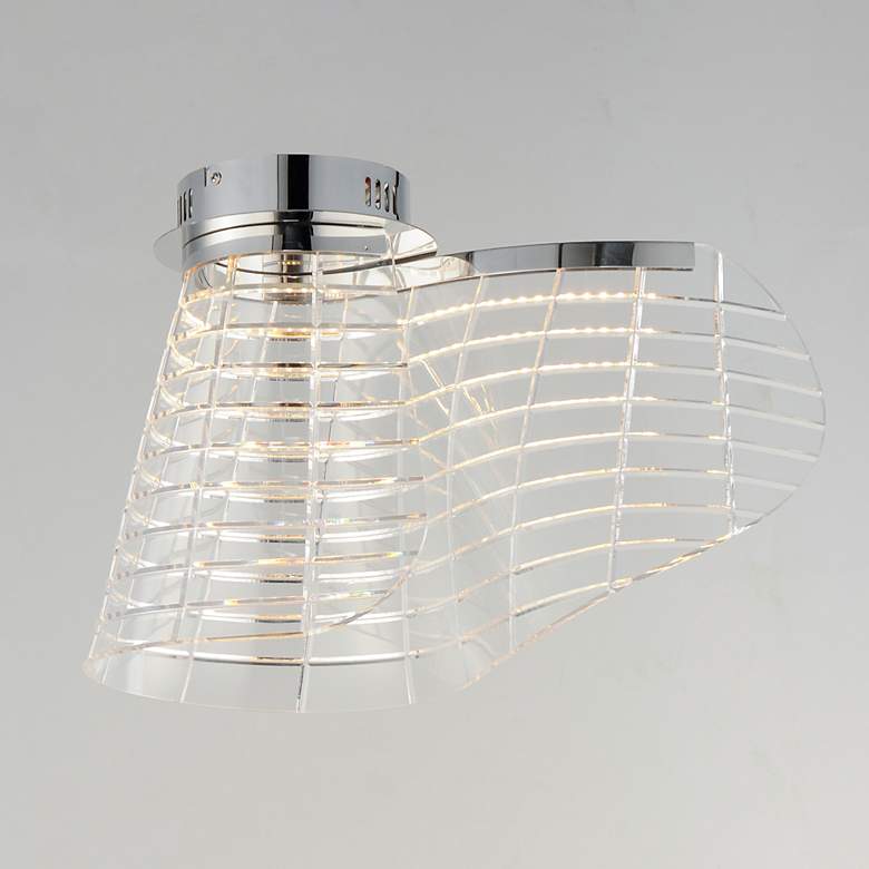 Image 3 ET2 Tartan 12" High Polished Chrome LED Flush Mount more views