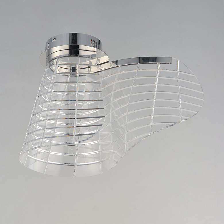 Image 4 ET2 Tartan 12" High Polished Chrome LED Flush Mount more views