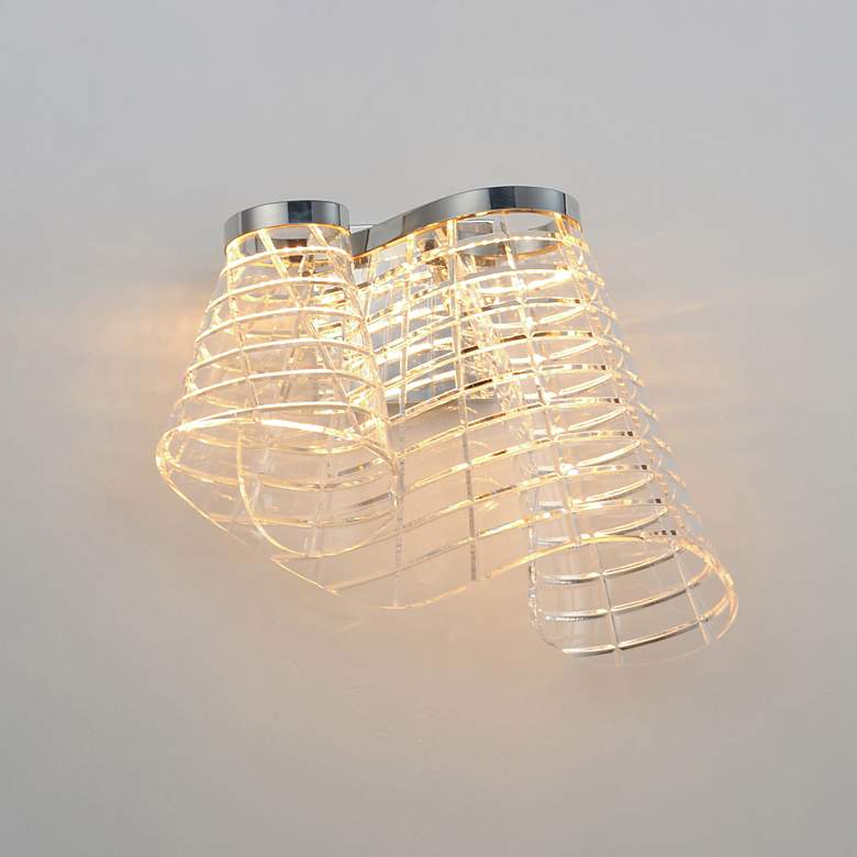 Image 3 ET2 Tartan 15" Wide Polished Chrome LED Wall Sconce more views