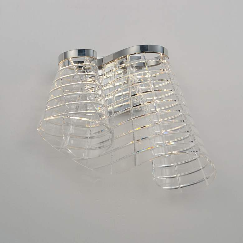 Image 4 ET2 Tartan 15" Wide Polished Chrome LED Wall Sconce more views