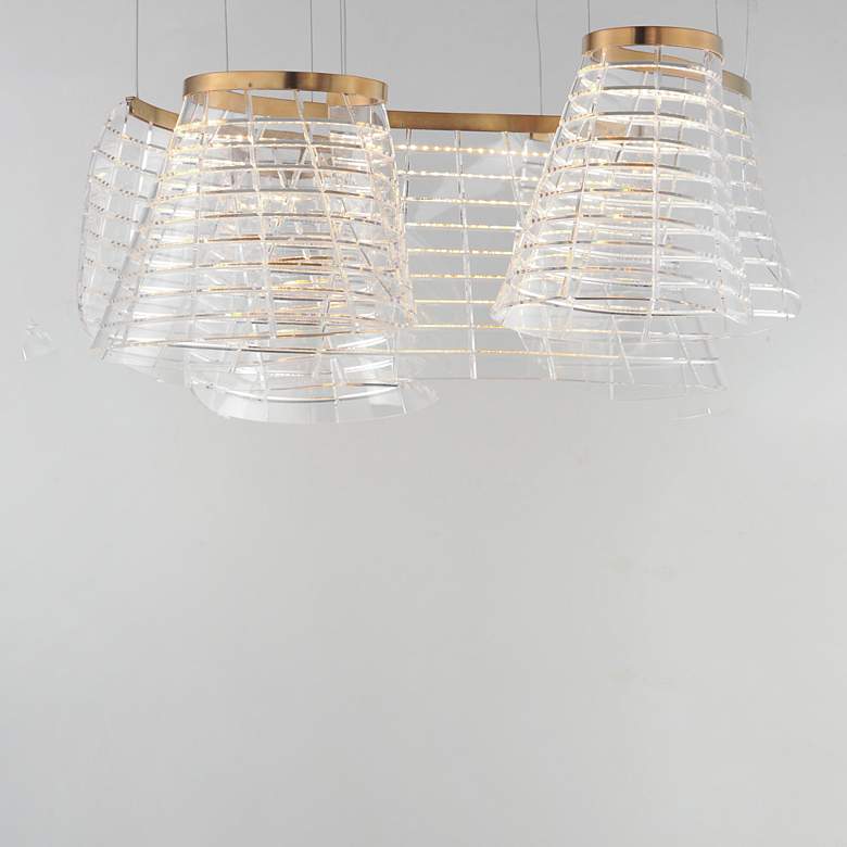 Image 4 ET2 Tartan 23 1/2" Wide Brushed Champagne 3-Light LED Pendant more views