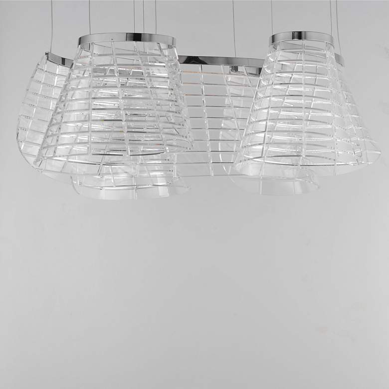 Image 2 ET2 Tartan 23 1/2" Wide Polished Chrome 3-Light LED Pendant more views