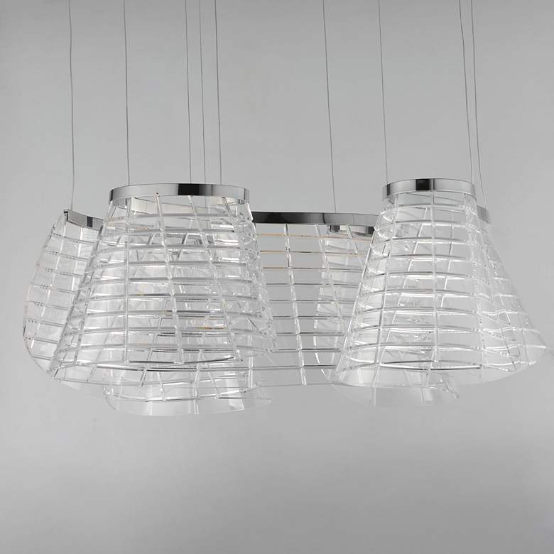 Image 3 ET2 Tartan 23 1/2" Wide Polished Chrome 3-Light LED Pendant more views