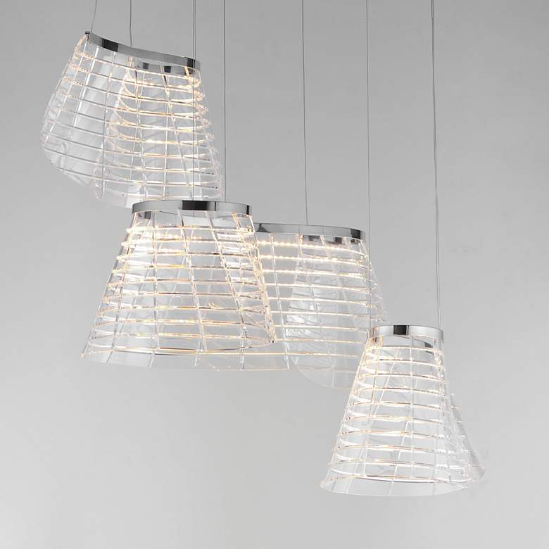 Image 4 ET2 Tartan 23 1/2" Wide Polished Chrome 3-Light LED Pendant more views