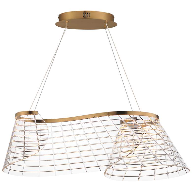 Image 1 ET2 Tartan 32" Wide Brushed Champagne 1-Light Linear LED Pendant