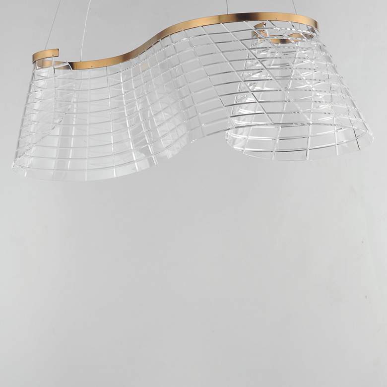 Image 2 ET2 Tartan 32" Wide Brushed Champagne 1-Light Linear LED Pendant more views