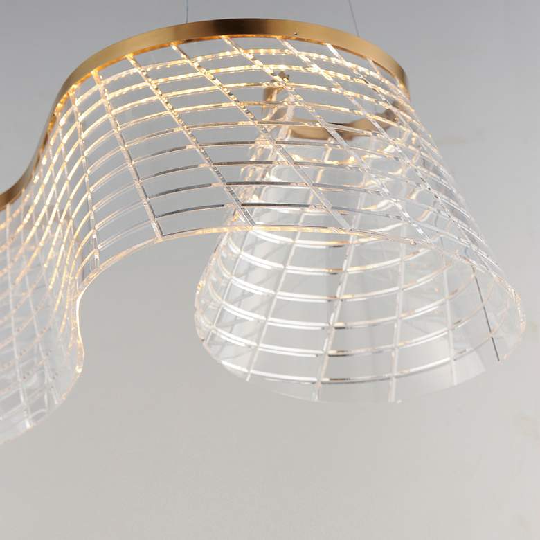 Image 3 ET2 Tartan 32" Wide Brushed Champagne 1-Light Linear LED Pendant more views