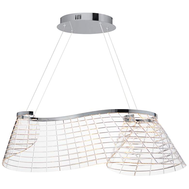 Image 1 ET2 Tartan 32" Wide Polished Chrome 1-Light Linear LED Pendant