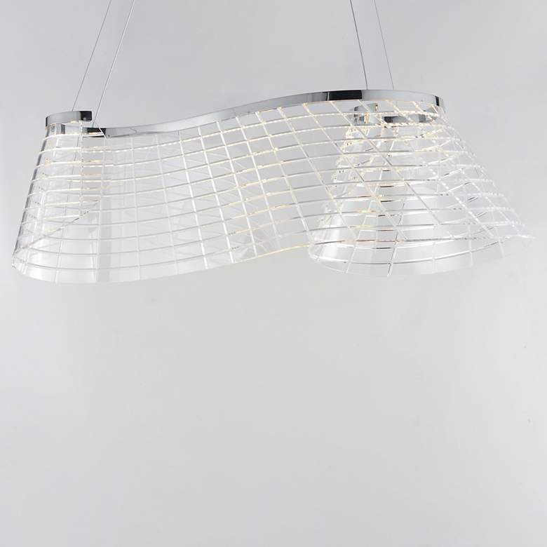 Image 3 ET2 Tartan 32" Wide Polished Chrome 1-Light Linear LED Pendant more views