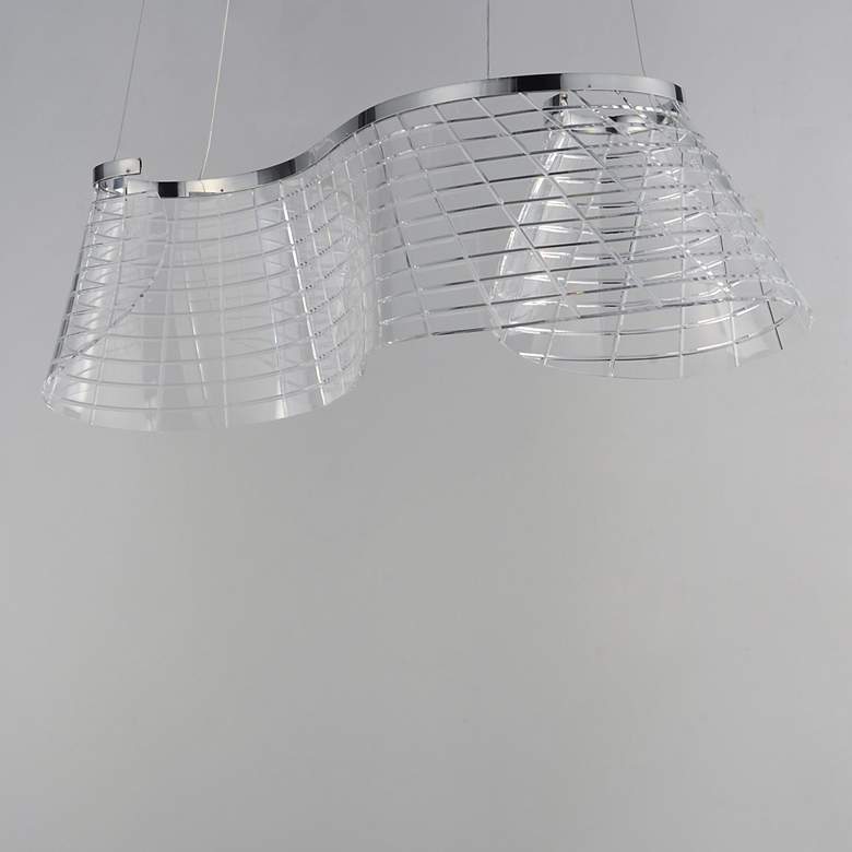 Image 4 ET2 Tartan 32" Wide Polished Chrome 1-Light Linear LED Pendant more views