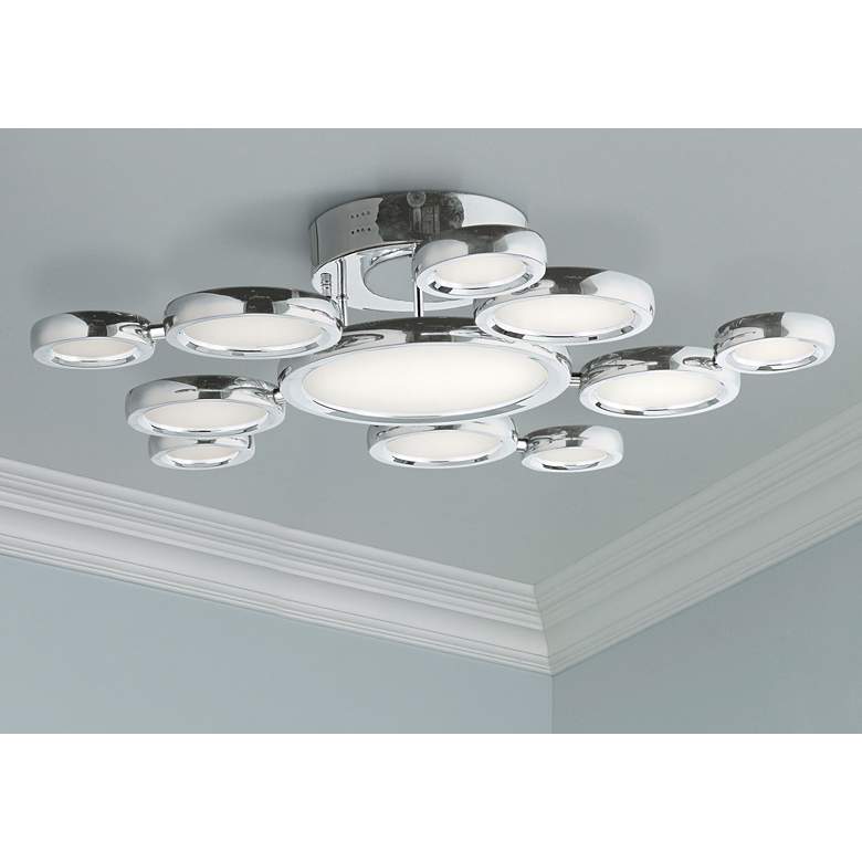 Image 1 ET2 Timbale 32 inch Wide Polished Chrome LED Ceiling Light