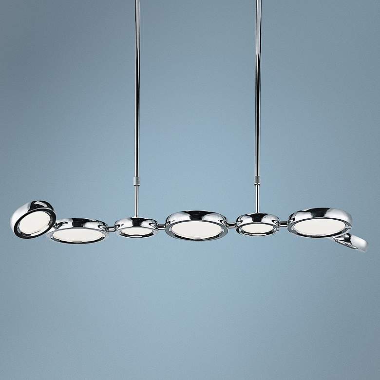 Image 1 ET2 Timbale 38 inch Wide Chrome Linear 7-Light LED Pendant