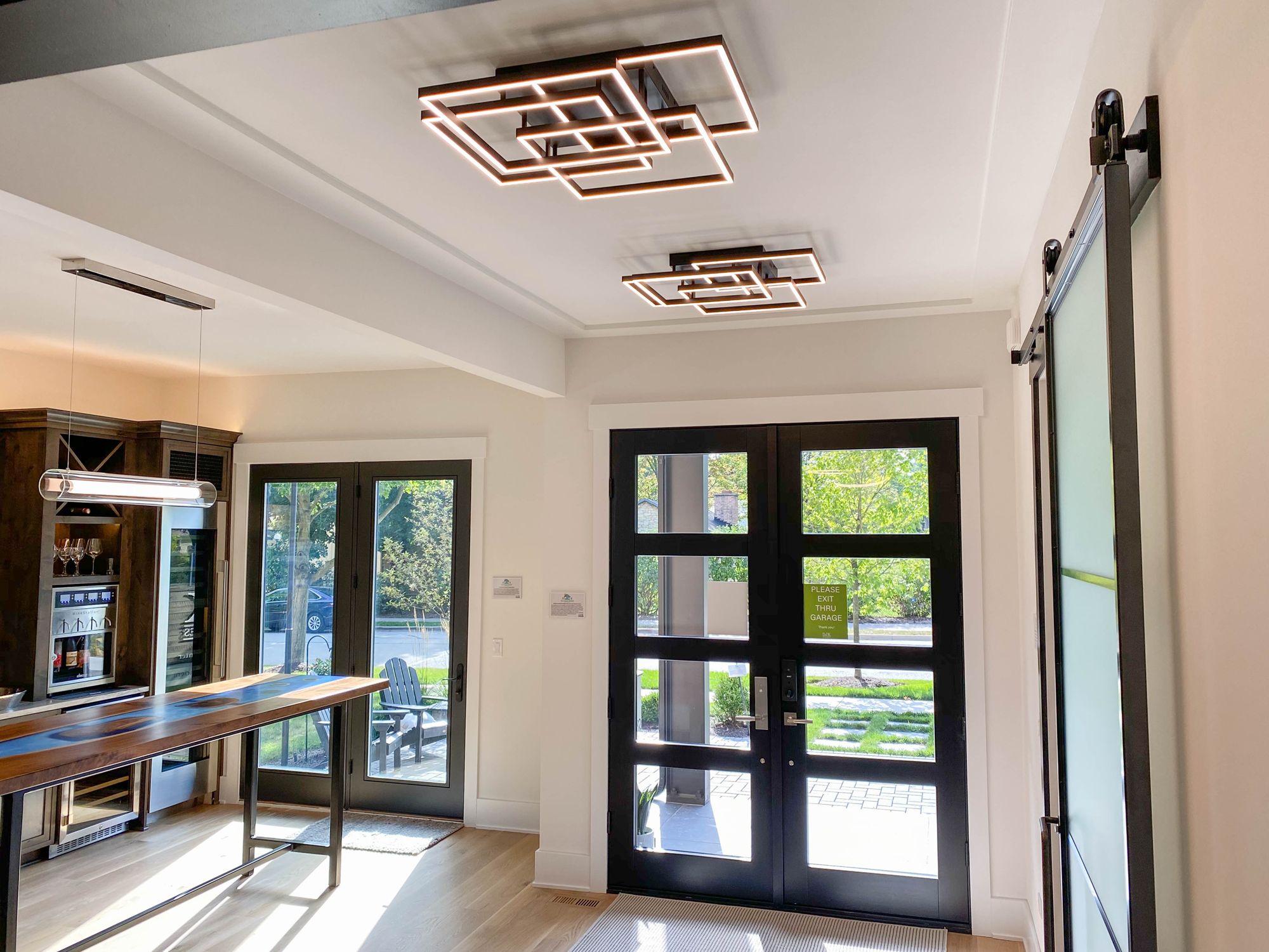 ET2 Traverse 31" Wide Black Geometric LED Ceiling Light in scene