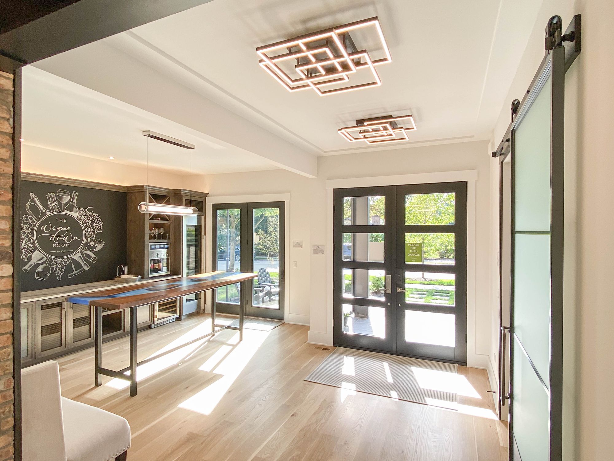 ET2 Traverse 31" Wide Black Geometric LED Ceiling Light in scene