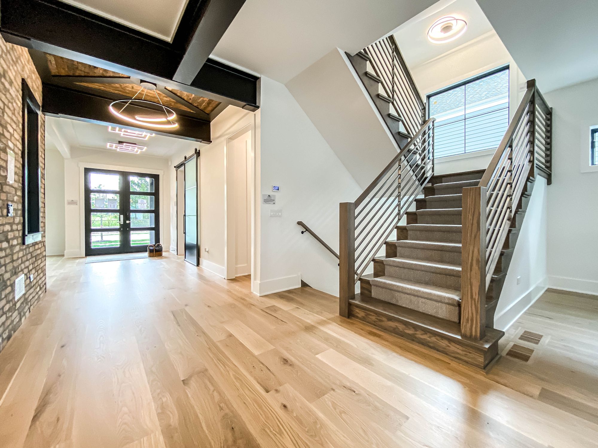 ET2 Traverse 31" Wide Black Geometric LED Ceiling Light in scene