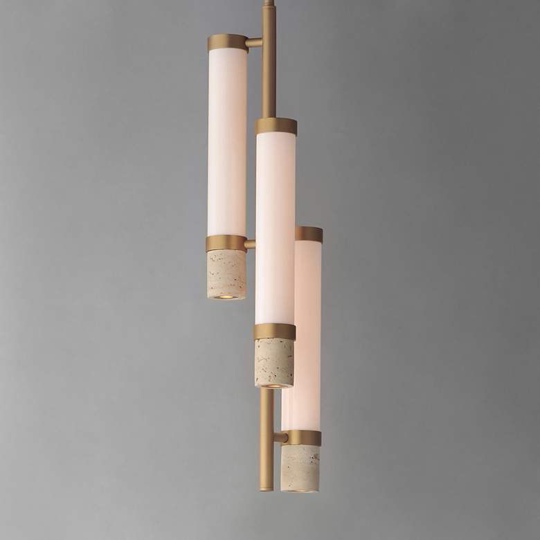 Image 3 ET2 Travertine 7 3/4" Wide Gold 3-Light LED Pendant more views