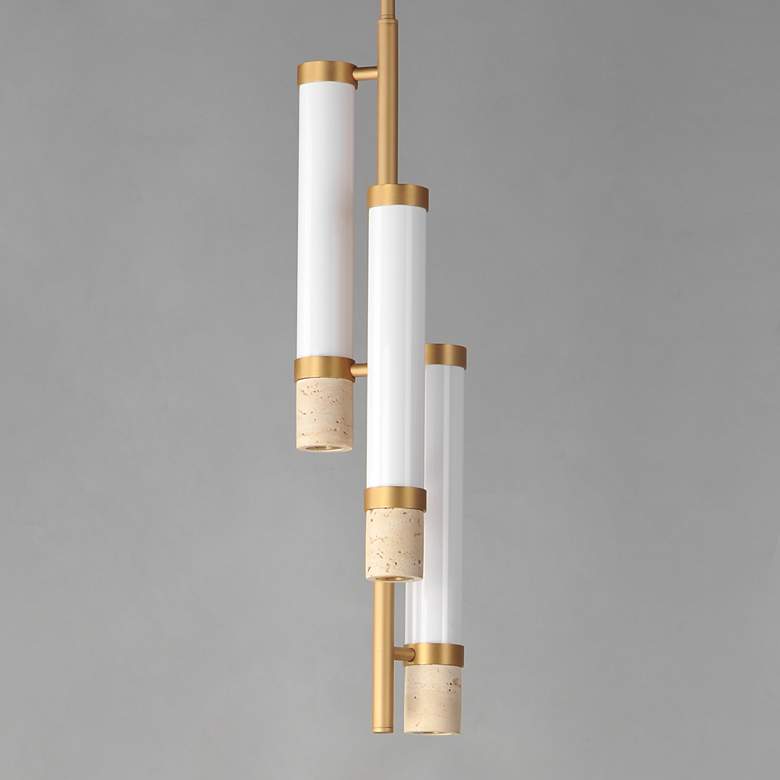 Image 2 ET2 Travertine 7 3/4" Wide Travertine/Gold 3-Light LED Pendant more views