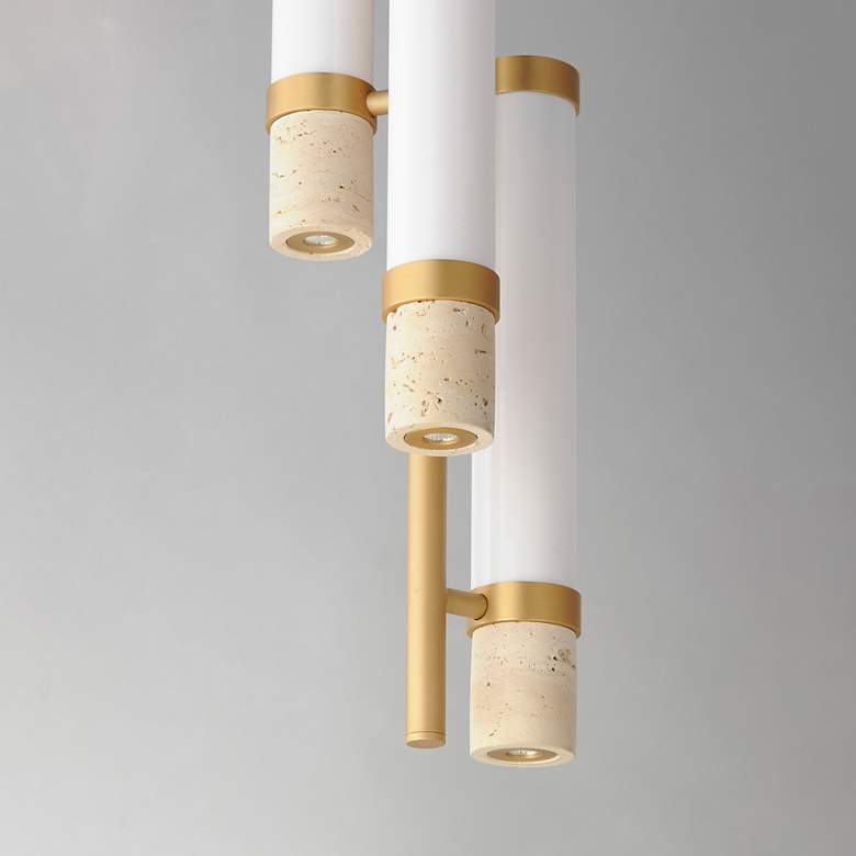 Image 4 ET2 Travertine 7 3/4" Wide Travertine/Gold 3-Light LED Pendant more views